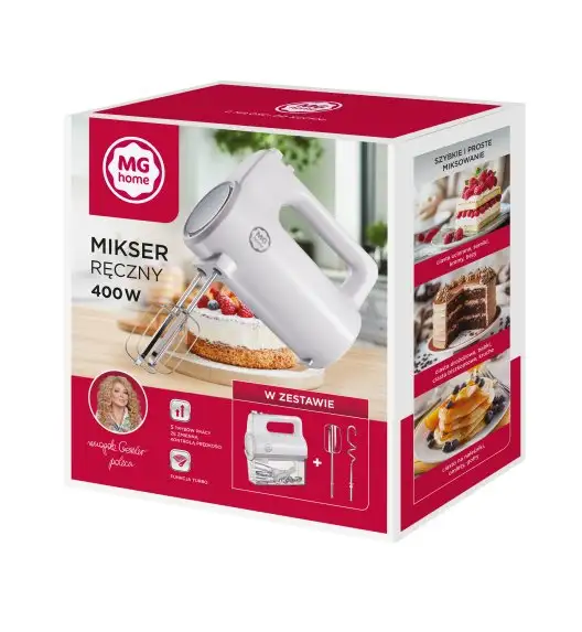 MG HOME Mikser ręczny z pojemnikiem 400W / biały