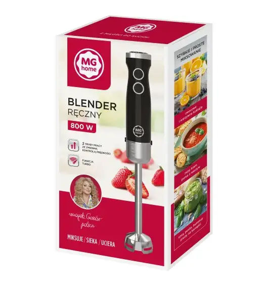 MG HOME Blender ręczny 800W / czarny / regulacja prędkości / z trybem turbo