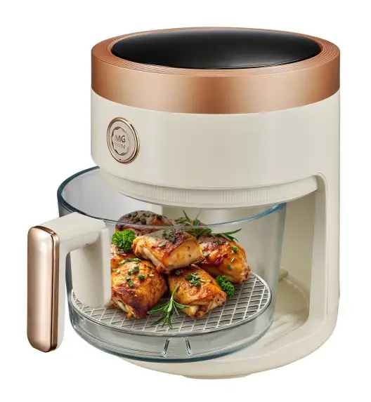MG HOME Frytownica beztłuszczowa 4 l / ze szklaną misą / 1400W / kremowa