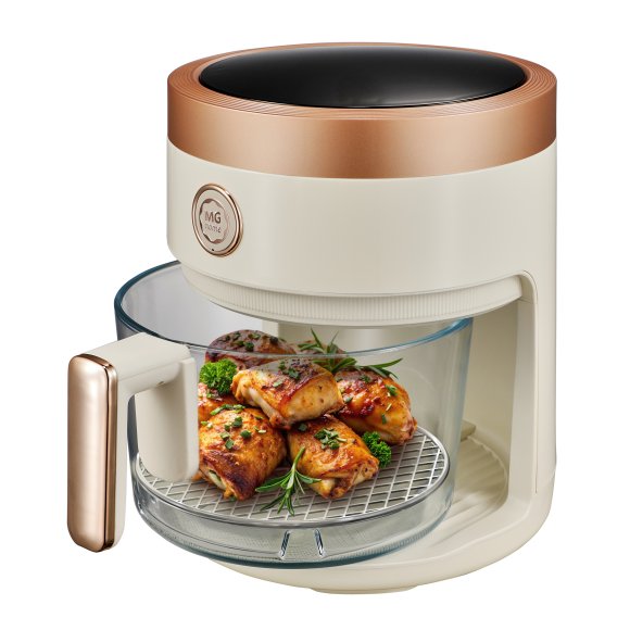 MG HOME Frytownica beztłuszczowa 4 l / ze szklaną misą / 1400W / kremowa