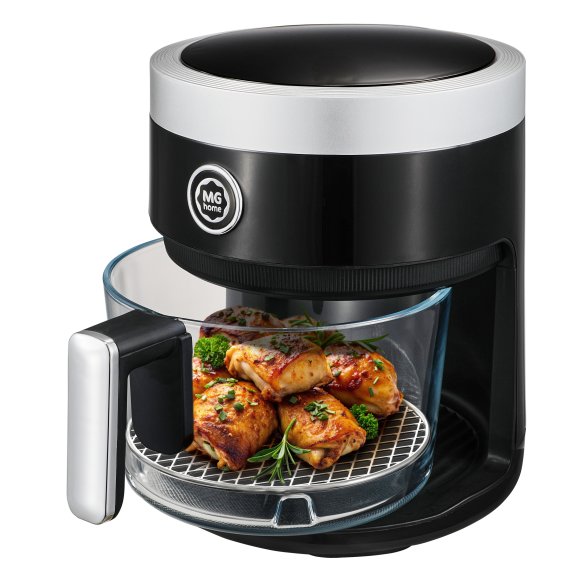 MG HOME Frytownica beztłuszczowa 4 l / ze szklaną misą / 1400W / czarna
