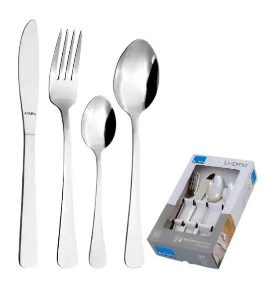 AMEFA LIVORNO Sztućce UE Komplet 24 el w pudełku szarym / 6 os / połysk