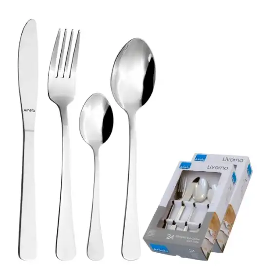 AMEFA LIVORNO Sztućce UE Komplet 48 el w pudełku szarym / 12 os / połysk