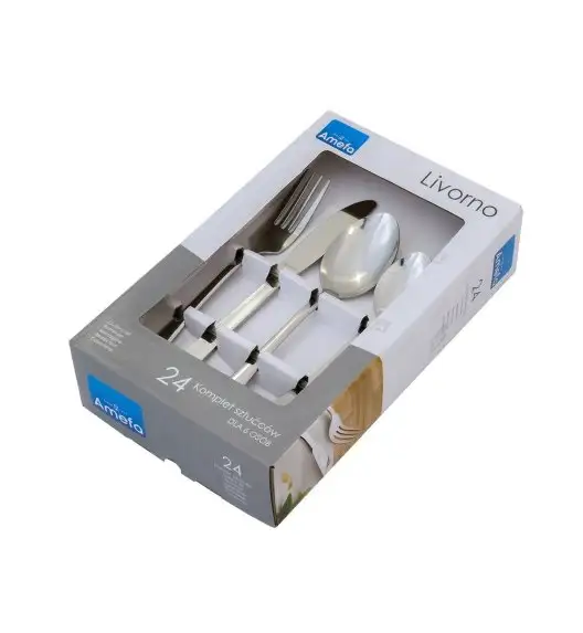 AMEFA LIVORNO Sztućce UE Komplet 72 el w pudełku szarym / 18 os / połysk