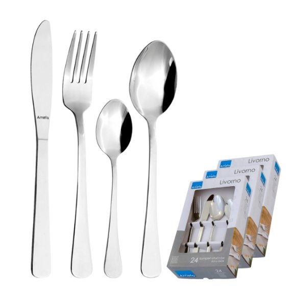 AMEFA LIVORNO Sztućce UE Komplet 72 el w pudełku szarym / 18 os / połysk