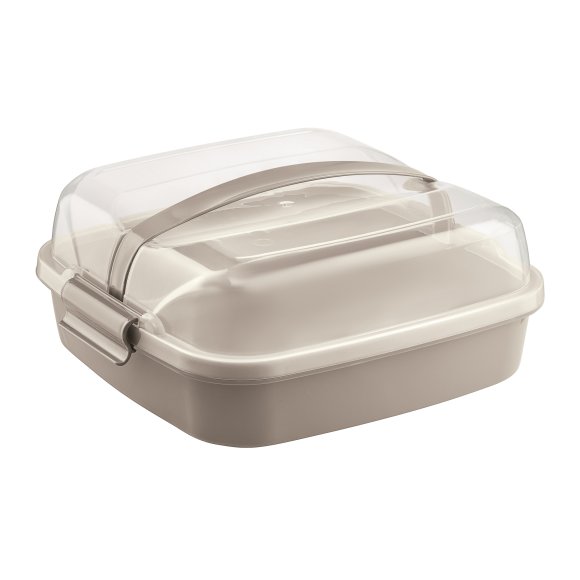 DOMOTTI DOLCE Pojemnik na ciasto 26x26 cm z pokrywą / latte / tworzywo sztuczne