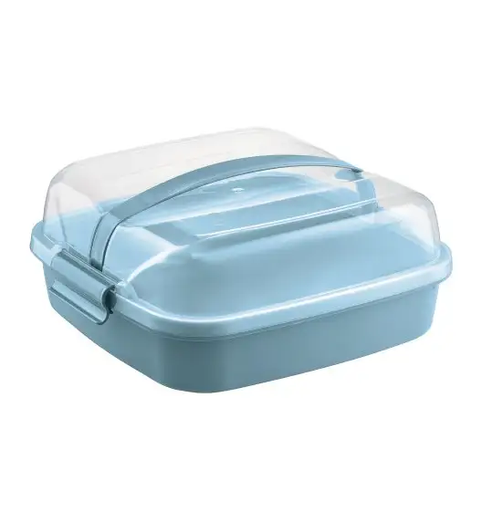 DOMOTTI DOLCE Pojemnik na ciasto 26x26 cm z pokrywą / turkusowy / tworzywo sztuczne