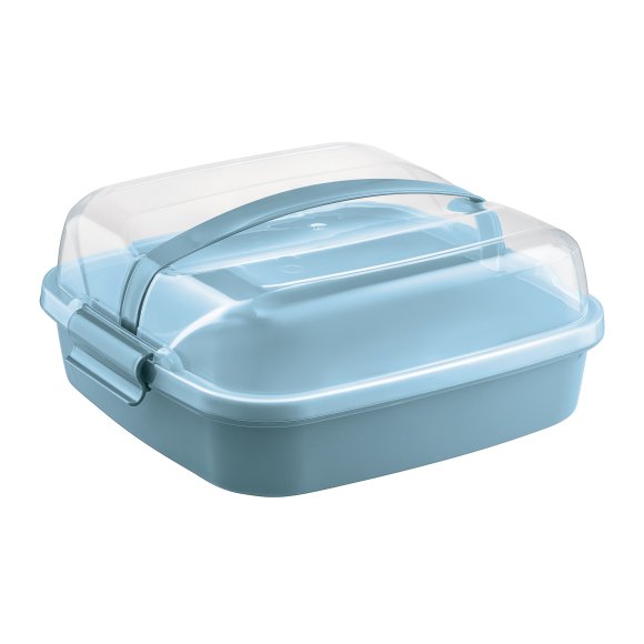 DOMOTTI DOLCE Pojemnik na ciasto 26x26 cm z pokrywą / turkusowy / tworzywo sztuczne