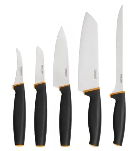 FISKARS CONTROL+ Komplet 5 noży + ostrzałka ceramiczna Roll-Sharp / japońska stal nierdzewna