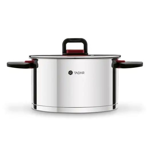 TADAR EVOCOOK Komplet 3 garnków z pokrywkami / składane uchwyty / stal nierdzewna 