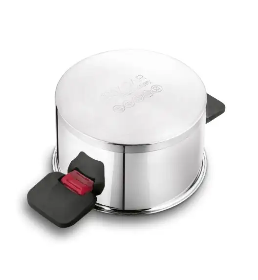 TADAR EVOCOOK Komplet 3 garnków z pokrywkami / składane uchwyty / stal nierdzewna 