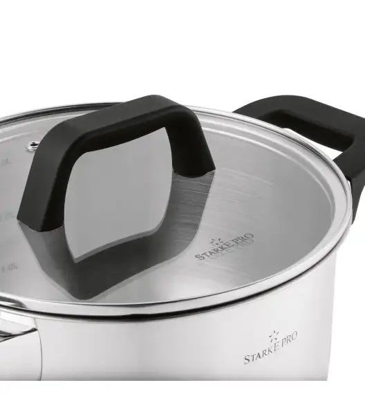 STARKE PRO SFERA Komplet 3 garnków z pokrywkami / stal nierdzewna 