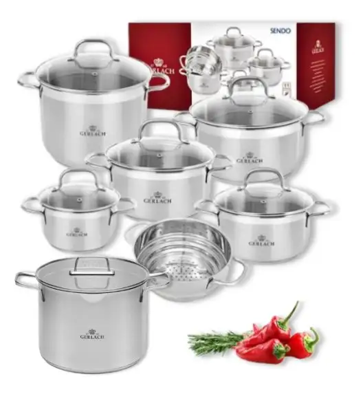 GERLACH SENDO Komplet Garnki z pokrywkami 11 el + garnek 7 l Gerlach Ambiente