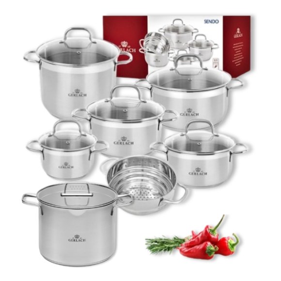 GERLACH SENDO Komplet Garnki z pokrywkami 11 el + garnek 7 l Gerlach Ambiente