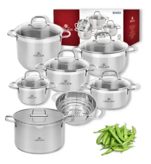 GERLACH SENDO Komplet Garnki z pokrywkami 11 el + garnek 10 l Gerlach Ambiente