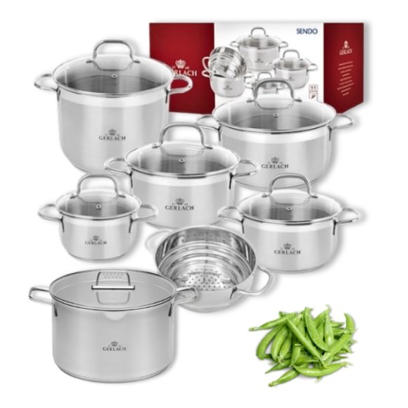 GERLACH SENDO Komplet Garnki z pokrywkami 11 el + garnek 10 l Gerlach Ambiente