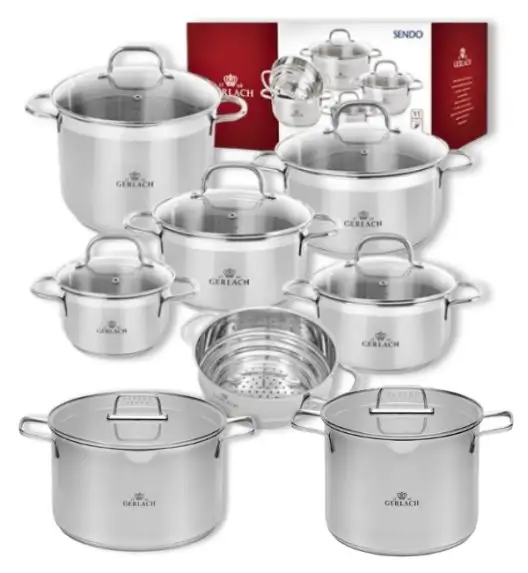 GERLACH SENDO Komplet Garnki z pokrywkami 11 el + garnki Gerlach Ambiente 7l i 10l 