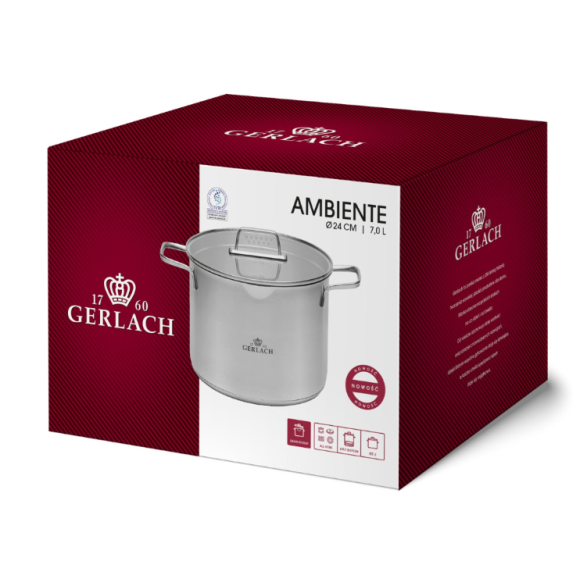 GERLACH SENDO Komplet Garnki z pokrywkami 11 el + garnki Gerlach Ambiente 7l i 10l 