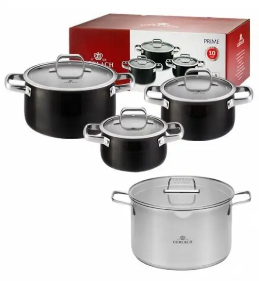 GERLACH PRIME Komplet Garnki z pokrywkami 6 el + Garnek 10 l Gerlach Ambiente