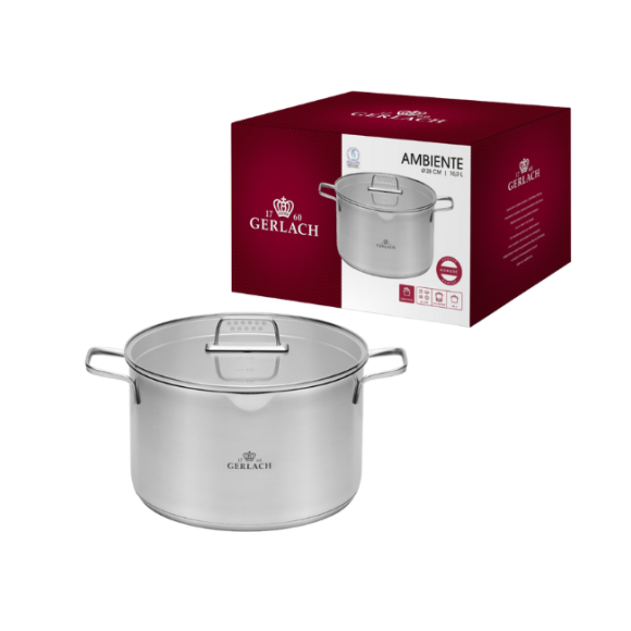 GERLACH AMBIENTE Komplet Garnki z pokrywkami 10 el + Garnki Ambiente 7 l i 10 l / stal nierdzewna