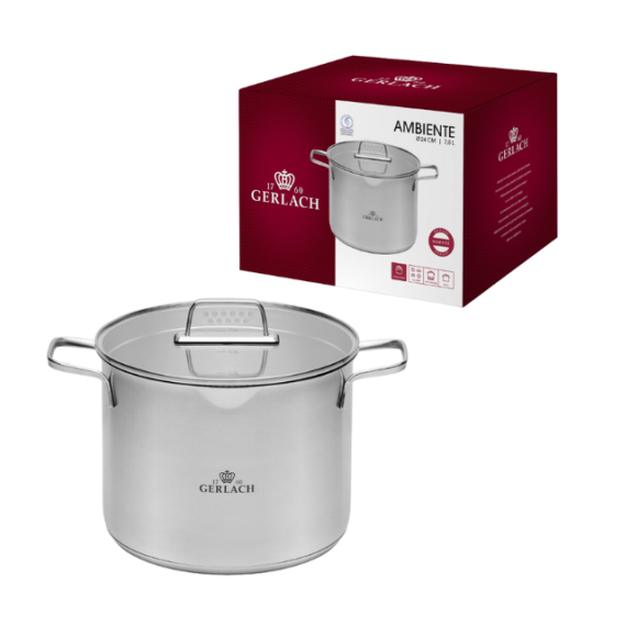 GERLACH AMBIENTE PLUS Komplet Garnki z pokrywkami 10 el + Garnek 7 l Gerlach Ambiente / stal nierdzewna 18/10