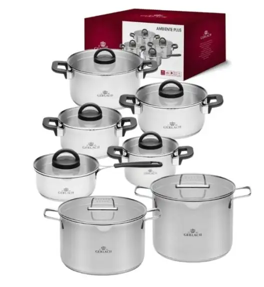 GERLACH AMBIENTE PLUS Komplet Garnki z pokrywkami 10 el + Garnki Gerlach Ambiente 7 l i 10 l / stal nierdzewna 18/10