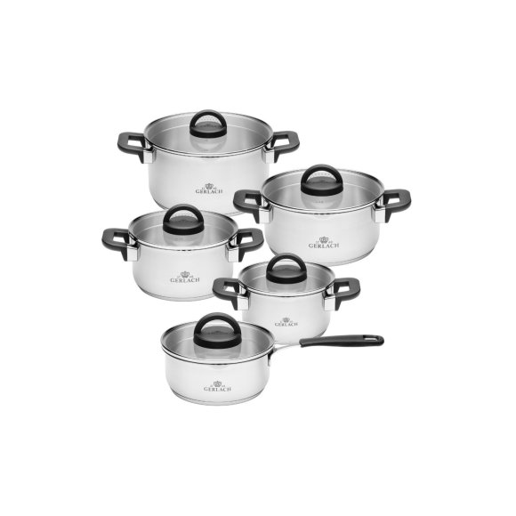 GERLACH AMBIENTE PLUS Komplet Garnki z pokrywkami 10 el + Garnki Gerlach Ambiente 7 l i 10 l / stal nierdzewna 18/10