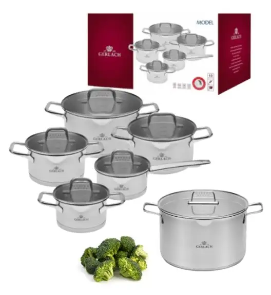 GERLACH MODEL Komplet Garnki z pokrywkami 10 el + Gerlach Ambiente Garnek 10 l z pokrywką 28 cm 