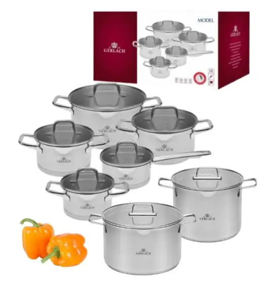 GERLACH MODEL Komplet Garnki z pokrywkami 10 el + Gerlach Ambiente Garnki 7 l i 10 l