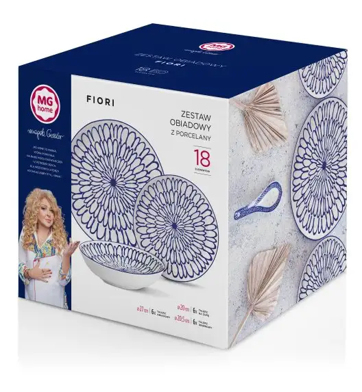 MG HOME | ZESTAW SERWIS OBIADOWY Z PORCELANY FIORI 18 EL 6 OS