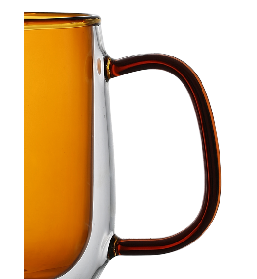 MG HOME | DECO Zestaw 2 szklanek termicznych z uchem 300 ml / bursztynowe