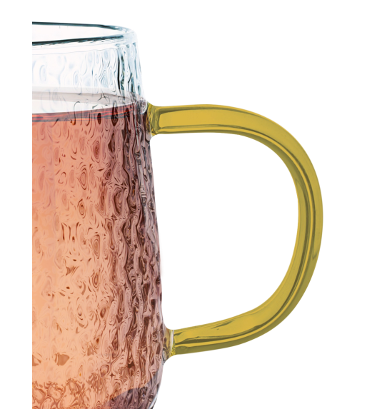 MG HOME | DECO Zestaw 4 szklanek żłobionych z uchem 300 ml / musztardowe