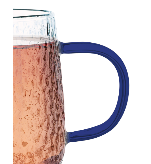 MG HOME | DECO Zestaw 4 szklanek żłobionych z uchem 350 ml / niebieskie