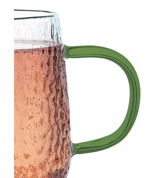 MG HOME | DECO Zestaw 4 szklanek żłobionych z uchem 350 ml / zielone