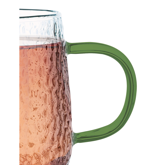 MG HOME | DECO Zestaw 4 szklanek żłobionych z uchem 350 ml / zielone