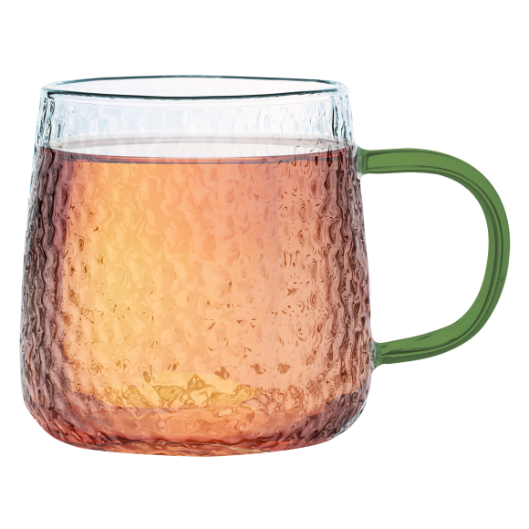 MG HOME | DECO Zestaw 4 szklanek żłobionych z uchem 350 ml / zielone
