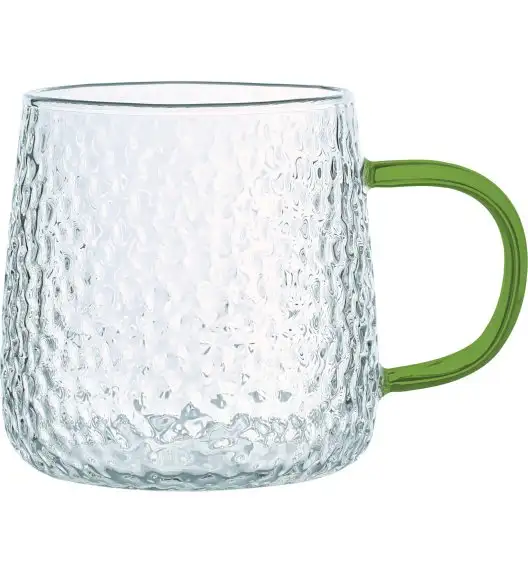 MG HOME | DECO Zestaw 4 szklanek żłobionych z uchem 350 ml / zielone