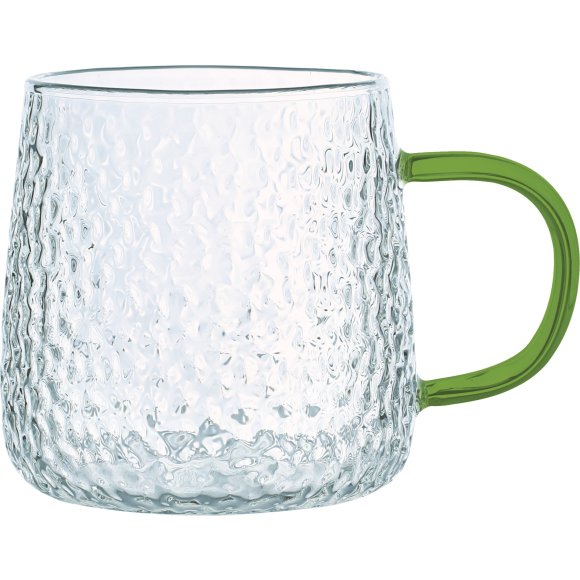 MG HOME | DECO Zestaw 4 szklanek żłobionych z uchem 350 ml / zielone
