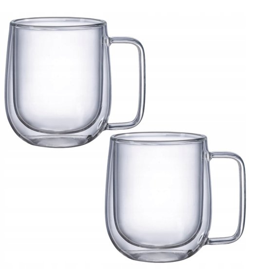 MG HOME | RENZA Zestaw 2 szklanek termicznych z uchem 250 ml / podwójne ścianki
