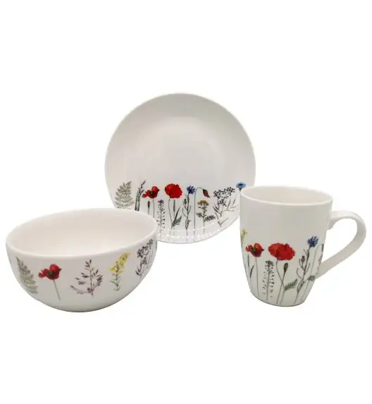 MG HOME | KWIATY ZESTAW SERWIS OBIADOWO KAWOWY Z PORCELANY 30 EL  MIX