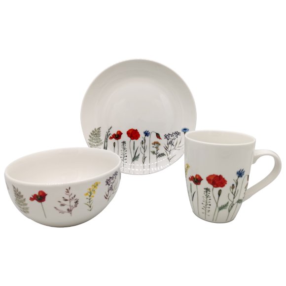 MG HOME | KWIATY ZESTAW SERWIS OBIADOWO KAWOWY Z PORCELANY 30 EL  MIX