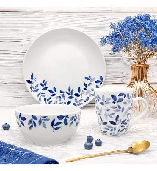 MG HOME | LIŚCIE ZESTAW SERWIS OBIADOWO KAWOWY Z PORCELANY 30 EL  MIX