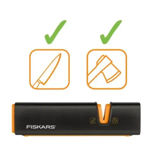 FISKARS FUNCTIONAL FORM Komplet 5 noży kuchennych w bloku drewnianym + Ostrzałka Edge