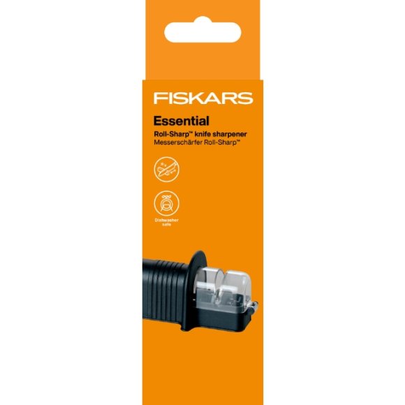 FISKARS CONTROL 1073023 Zestaw 5 noży kuchennych w czarnym bloku + Ostrzałka Essential