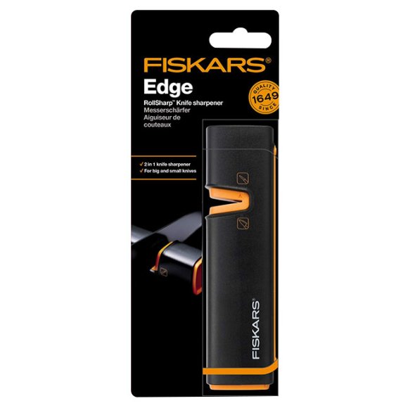 FISKARS CONTROL 1073023 Zestaw 5 noży kuchennych w czarnym bloku + Ostrzałka Edge