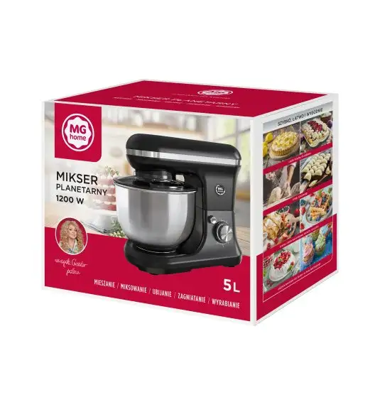 MG HOME Mikser planetarny 5 l z misą i 3 końcówkami / 1200 W / 5 funkcji