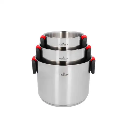 WYPRZEDAŻ! ZWIEGER KOMPACT Komplet 3 garnków / stal nierdzewna (brak pokrywki 24 cm + rysy na garnku)