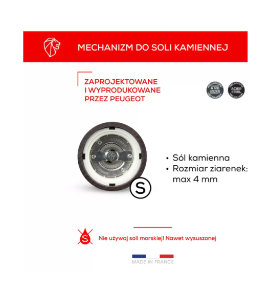 WYPRZEDAŻ! PEUGEOT ZELI Młynek elektryczny do soli 14 cm / akryl + stal nierdzewna