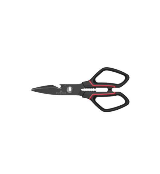 ZWIEGER RED LINE Komplet 4 noży w bloku drewnianym czarnym + nożyczki / stal nierdzewna + drewno + ostrzałka 3w1