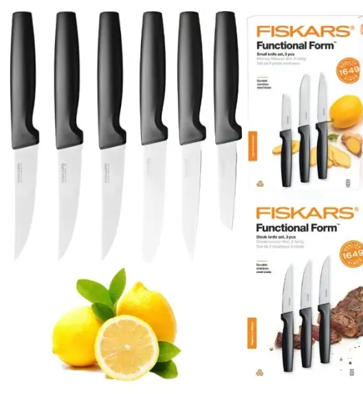 FISKARS FUNCTIONAL FORM 1057561+1057564 Komplet 6 noży kuchennych w pudełkach / stal nierdzewna